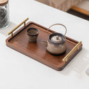 Bandeja Decorativa de Madeira Retangular com Alça Mahaos