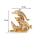 Decoração de Mesa de Luxo Cerâmica Estátua de Golfinhos Mahaos