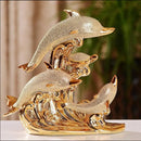 Decoração de Mesa de Luxo Cerâmica Estátua de Golfinhos Mahaos